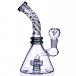 The Cyclone - 7" Twisted Neck Matrix Beaker Bong Water Pipe - Ash Black New