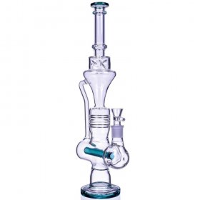 Smoker's Slide - 17" One-Arm Inline Recycler Bong Water Pipe - Teal New