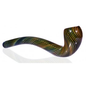 6" Candy Striped Sherlock Glass Hand Pipe - Bronze New