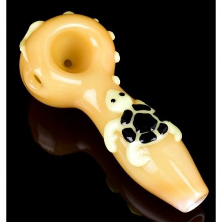 The Dark Power - Glow In The Dark 5" Turtle Glass Hand Pipe - Yellow New