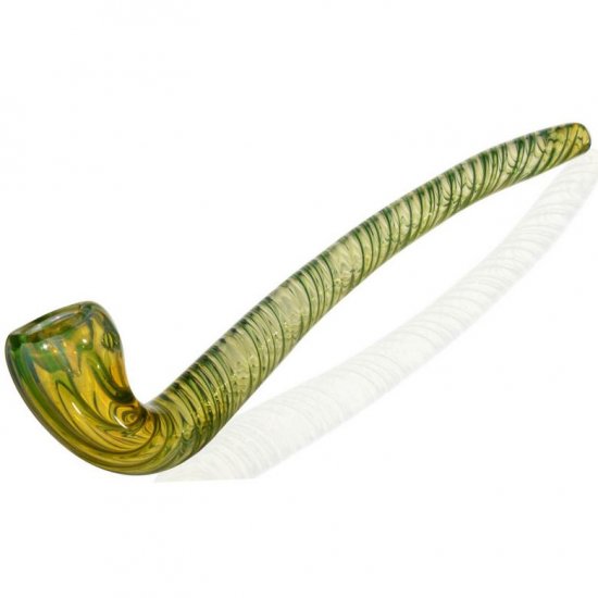 12\" Candy Striped Sherlock Glass Hand Pipe - Green Apple New