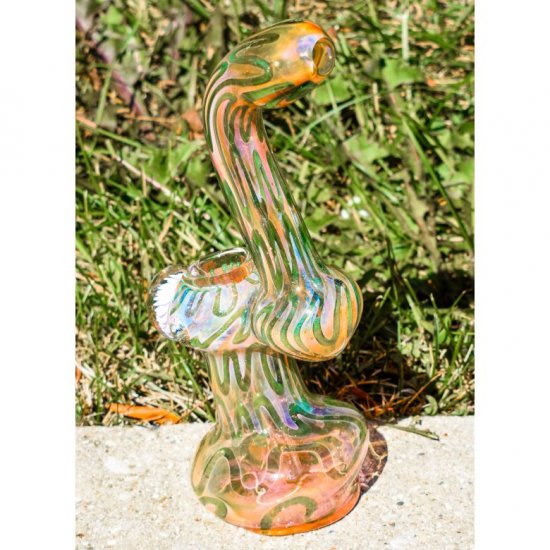 The Magnificent - 8\" Golden Fumed Swirled Bubbler New