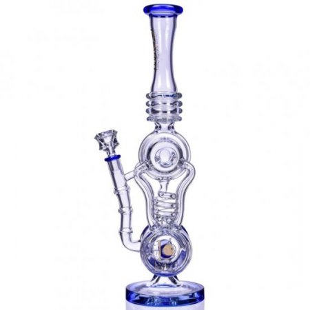 Twin Turbo - Lookah? - 16" Double Barrel Recycler Bong - Clear Blue New