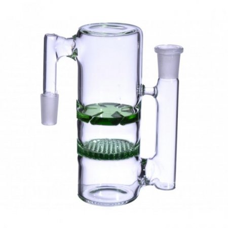 14MM Honeycomb Perc to Turbine Perc Glass Ashcatcher - Green New