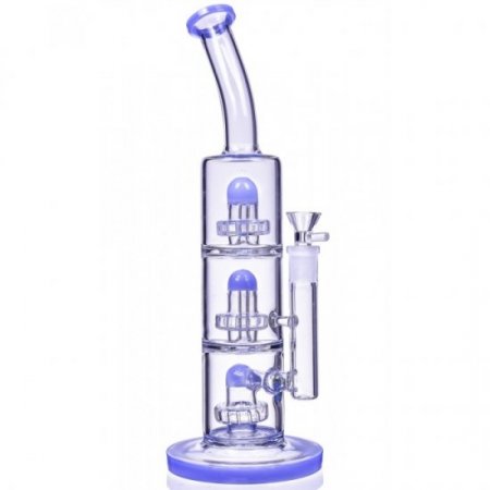 The Defender - 14" Triple Inline Showerhead Bong - American Blue New