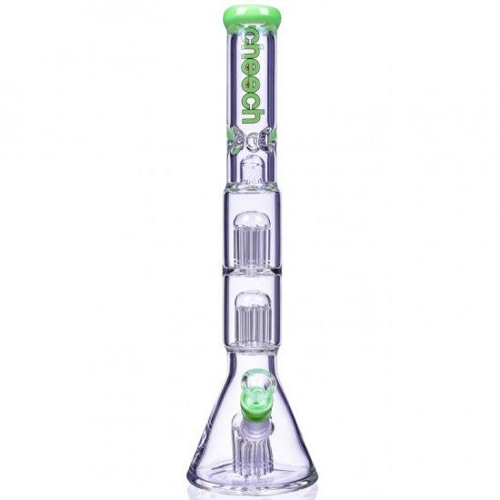 Hulk\'s Pipe - Cheech Glass - 19\" Triple Tree Perc Beaker Base Bong - Slyme New