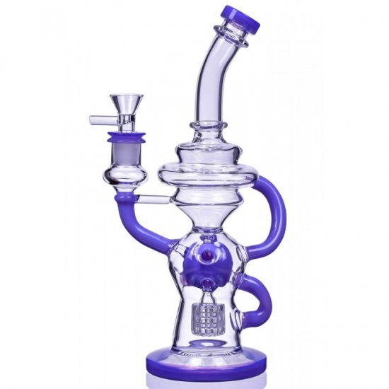 The Beast - 11\" 3-Arm Faberge Recycler Bong - Purple New