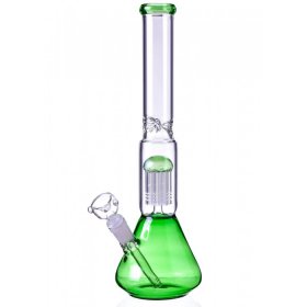 14" Beaker Base Bong with 8-Arm Tree Perc Water Pipe - Green New