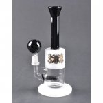 7" Inline Perc Oil Rig - White and Black Tube New