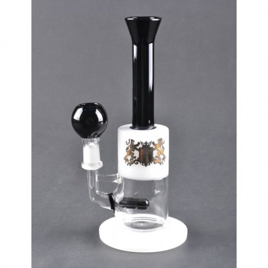 7\" Inline Perc Oil Rig - White and Black Tube New