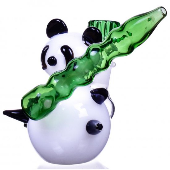 Master Yo - 4\" Panda Glass Hand Pipe Bubbler - White New