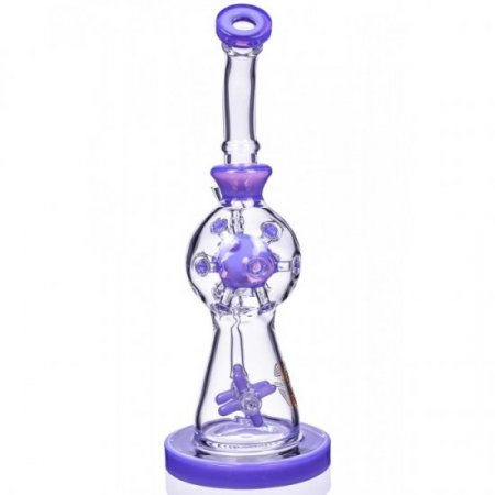 Smoke Propeller Dab Rig - 12" Dual Spinning Propeller Perc To Swiss Faberge Egg Perc - Purple New