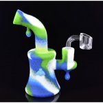 8" Glow In The Dark Bee On The Silicone Bong With 14mm Banger - Bluish White New