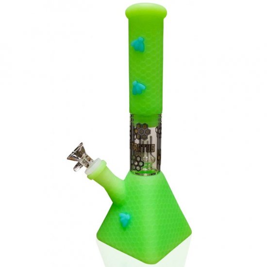 Smoke Pyramid - 11\" Stratus Glow In The Dark Silicone bong with 19mm down stem and 14mm bowl New