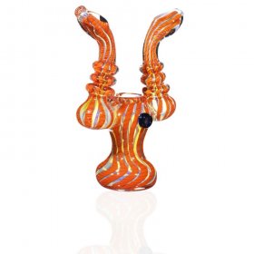 7" Double Handle Fumed Bubbler - Color Blast - Assorted Colors New