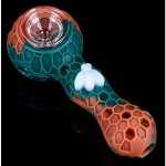 Stratus - 4" Silicone Hand Pipe With Honey Comb Design - Teal Red New