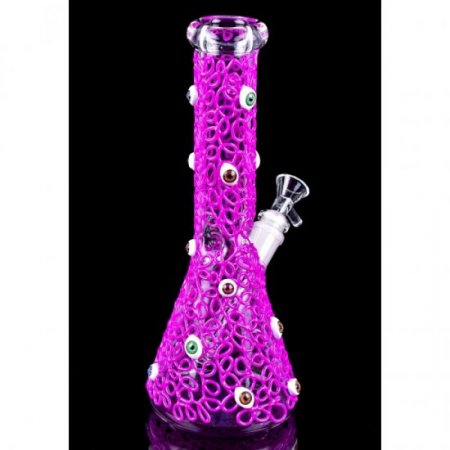 Glow Eyes 11" Glow In The Dark Beaker Bong - Purple New