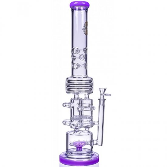 The Skywrap - 20\" Triple Honeycomb Barrel To Sprinkler Perc Bong - American Purple New