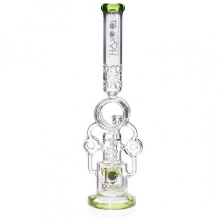 Smokenator - Lookah Platinum Design Series Bong - 20" Platinum Donut Recycler Bong With Spiral Percs - Lake Green New