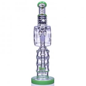 The Colosseum - Lookah? - 15" Donut Recycler Honeycomb to Sprinkler Perc Bong - Milky Green New