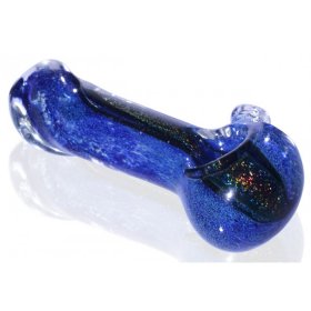 3.5" Blue Twisted Tip Glass Pipe - Dichroic Ink New