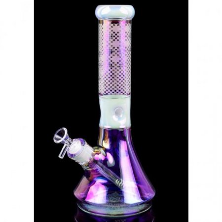 Stereo Night - 13" Chameleon Sandblasted Beaker Base Bong - White New