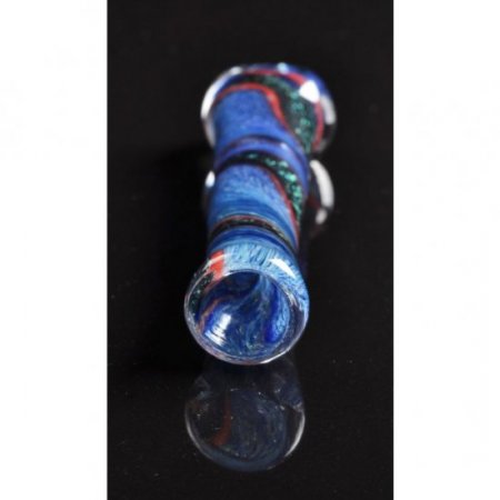 3" Blue Fritted Chillum - Dichroic Twisted Ink New