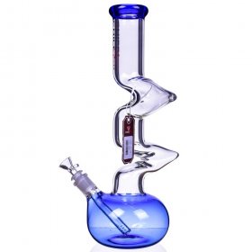 Chill Glass 15" Double Zong Bong w/ Down Stem and 14mm Dry Bowl - Blue New