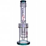 Chill Glass 17" Bong with Triple Honeycomb Percs Very Thick and Heavy - Teal New
