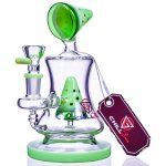 The Watermelon - 7" Double Pyramid Funnel Perc Bong - Green New