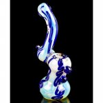 Smoki'n Sky - 6" Fumed Heavy Weight Bubbler - Blue Accent New