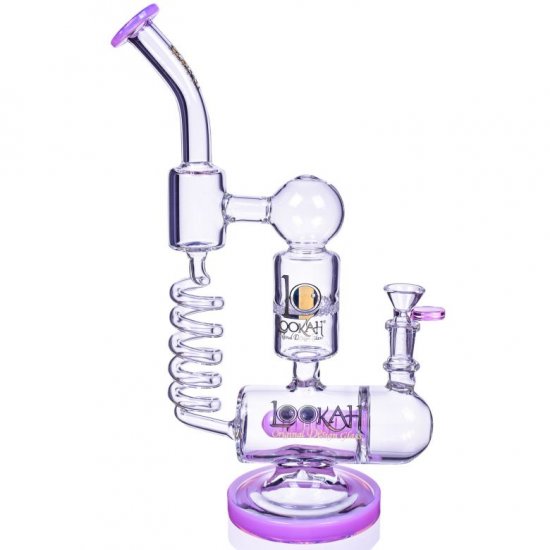 Love Goddess - Lookah? - 13\" Coil Perc to Honeycomb Perc Bong - American Pink New