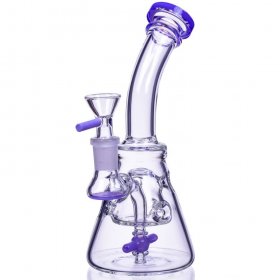 8" Titled Propeller Perc Fabegg Base Bong - Purple New