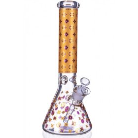 Luxury Louis Fashion Bong - 14" 7MM Thick Beaker Bong - Golden New