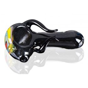 3" Zig Zag Head Horn Glass Pipe - Black New