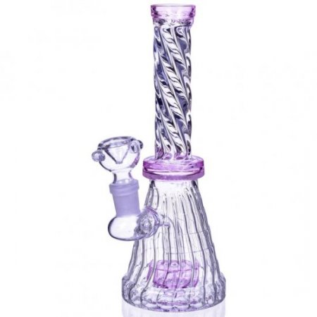 Thunder's Calli'n - 8" Spiral Design Matrix Perc Beaker Bong - Pink New