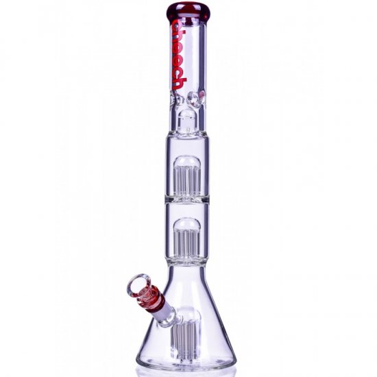 Bloody Hell - Cheech Glass - 19\" Triple Tree Perc Beaker Base Bong - Red New