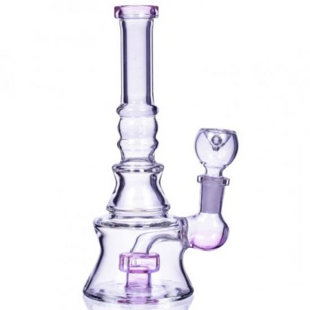 The Apex - 8" Concave Design Matrix Perc Bong - Pink New