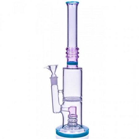 The Cockatoos - 16" Dual Perc Cylinder Base Bong - Pinkish Green New