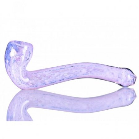 7" Fritted Sherlock Glass Pipe - Pink Slyme New