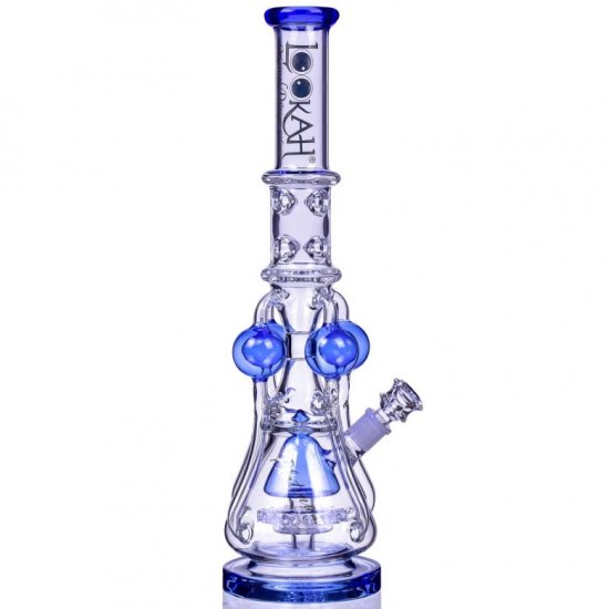 The Amazonian Trophy - LOOKAH PLATINUM SERIES - 19\" SMOKING BONG WITH 4 CIRCULAR CHAMBER RECYCLER AND SPRINKLER MUSHROOM PERC - Sky Blue New