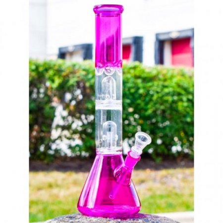 The Colorful - 13" Twin Dome Percolators Bong - Pink New