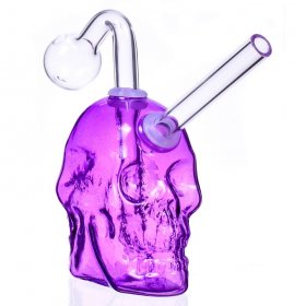 The Twins - Skull Design Dab Rig Bong - Purple New
