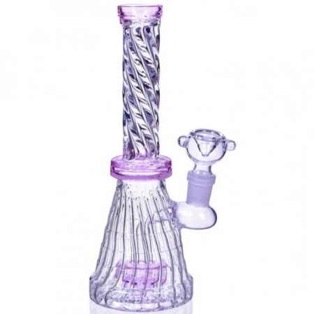 Thunder's Calli'n - 8" Spiral Design Matrix Perc Beaker Bong - Pink New