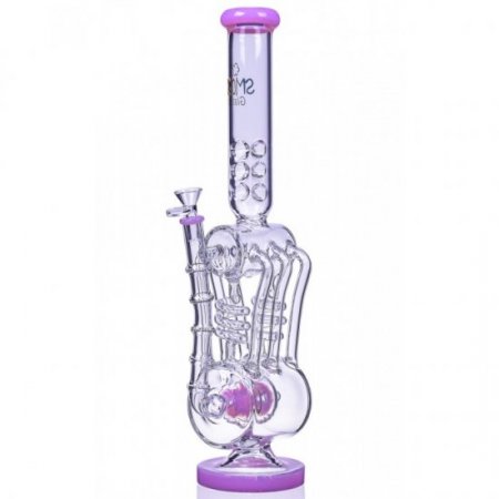 6 Speed - SMOQ Glass - 19" 6-Arm Coil Recycler Bong - Pink New