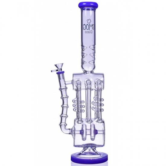 6 Speed - SMOQ Glass - 19\" 6-Arm Coil Recycler Bong - Purple New