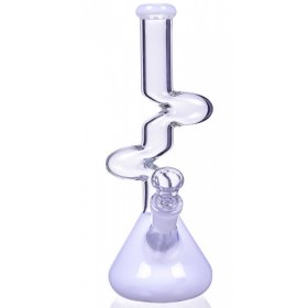 The Goliath - Curved Neck Double Zong Bong Water Pipe - Pearl White New