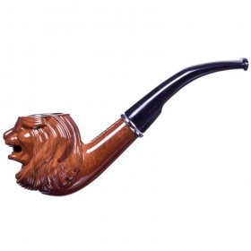 6" Churchwarden Bent End Pipe - Carved Lion New