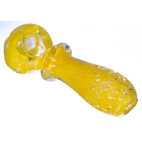 3" Marble Swirled Spoon Glass Hand Pipe - Yellow New