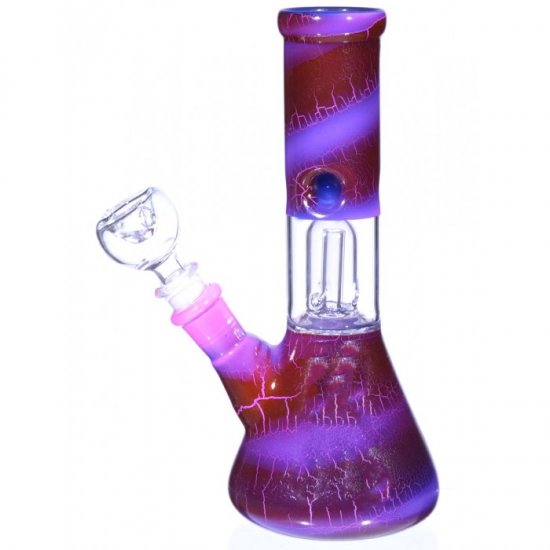 8\" Deep Crackle Percolator With Down Stem And Bowl - Purple New